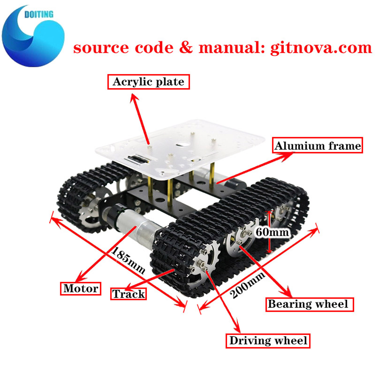 Sasis Mobil Tangki Robot Logam - Tracked Robot Chassis ulasan dan harga